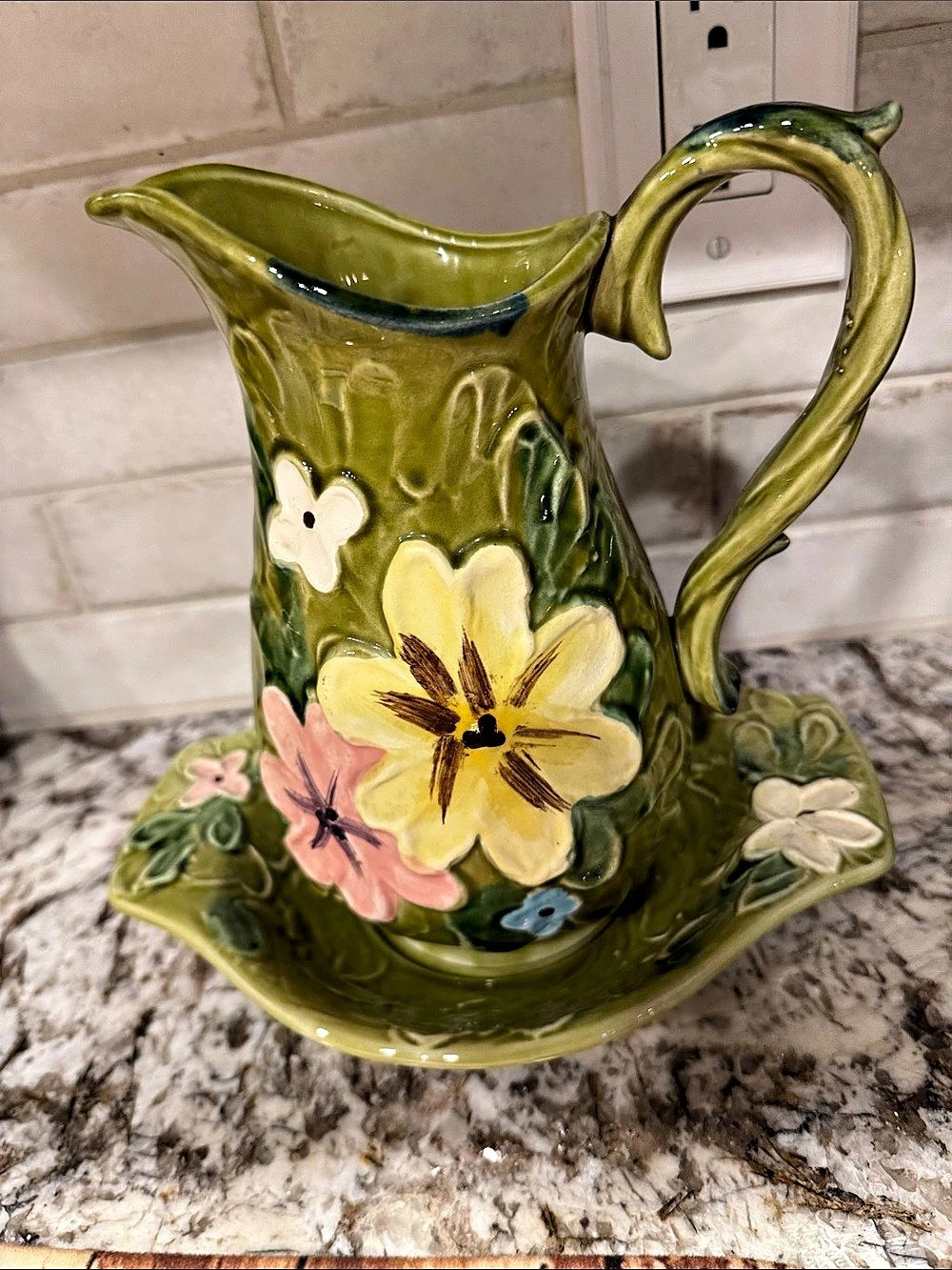 Vintage Napcoware Floral Pitcher with Base